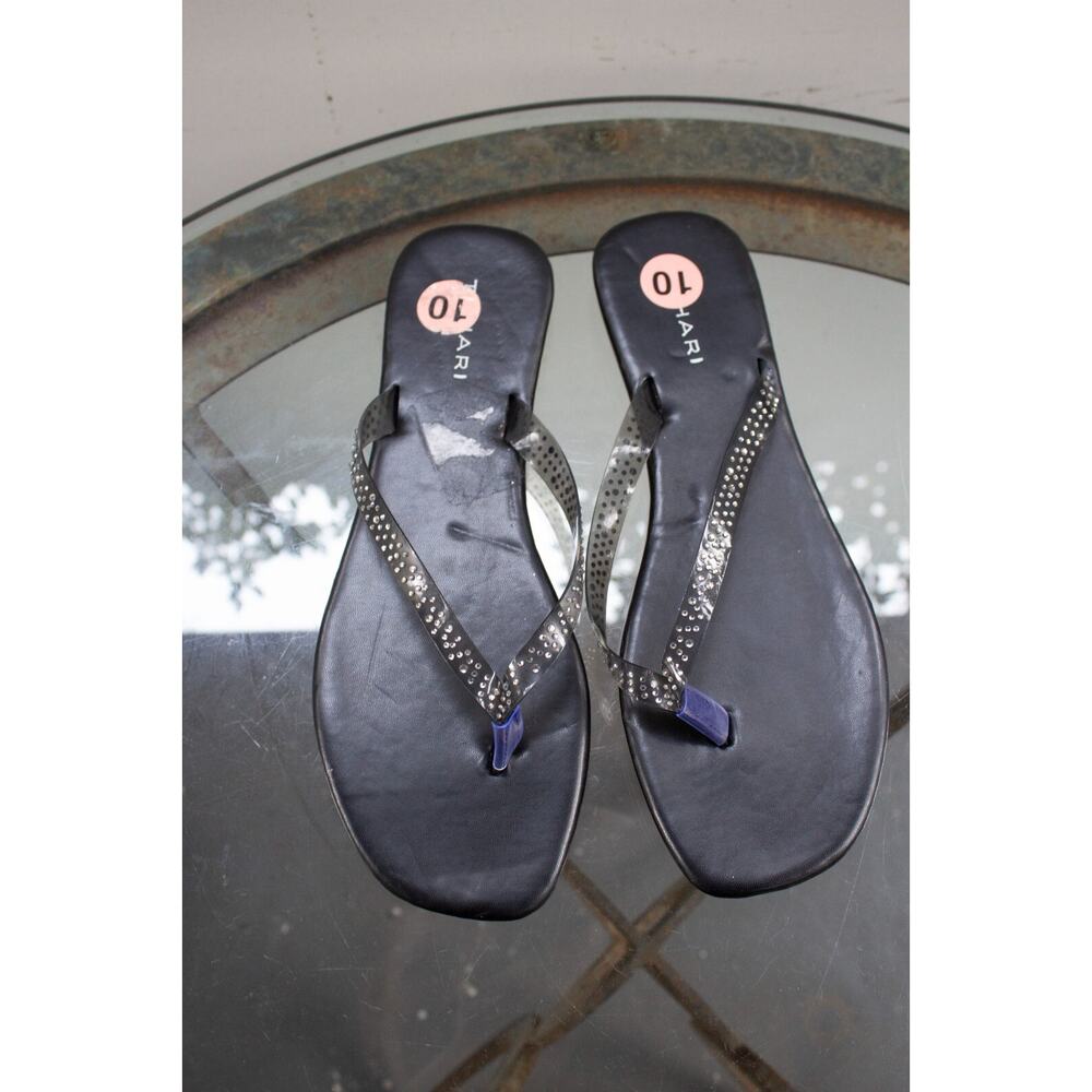 Tahari Womens Kamryn‎ Black Summer Flip-Flops Shoes US size 10
